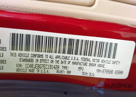 2014 Jeep Grand Cherokee Limited z USA, uszkodzony, nr VIN 1C4RJEBG7EC191420